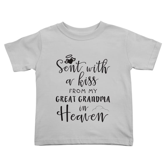 Sent with A Kiss from My Great Grandma in Heaven Cute Toddler Tshirts for Boys Girls (Gray, Youth S)