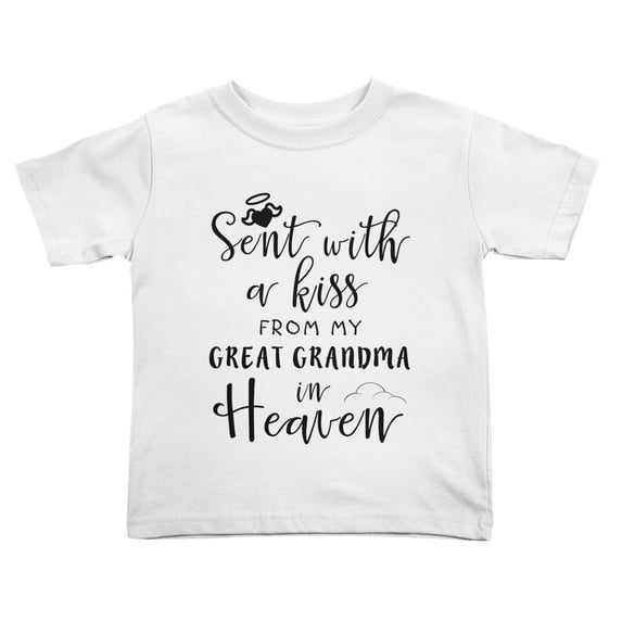 Sent with A Kiss from My Great Grandma in Heaven Cute Toddler Tshirts for Boys Girls (White, Youth M)