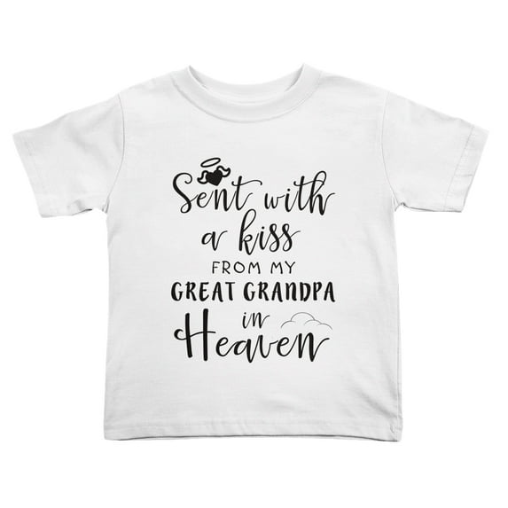 Sent with A Kiss from My Great Grandpa in Heaven Cute Toddler Tshirts for Boys Girls (White, Youth M)