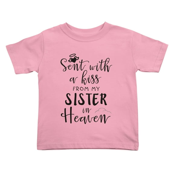 Sent with A Kiss from My Sister in Heaven Cute Toddler Tshirts for Boys Girls (Pink, Youth S)