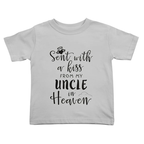 Sent with A Kiss from My Uncle in Heaven Cute Toddler Tshirts for Boys Girls (Gray, Youth L)