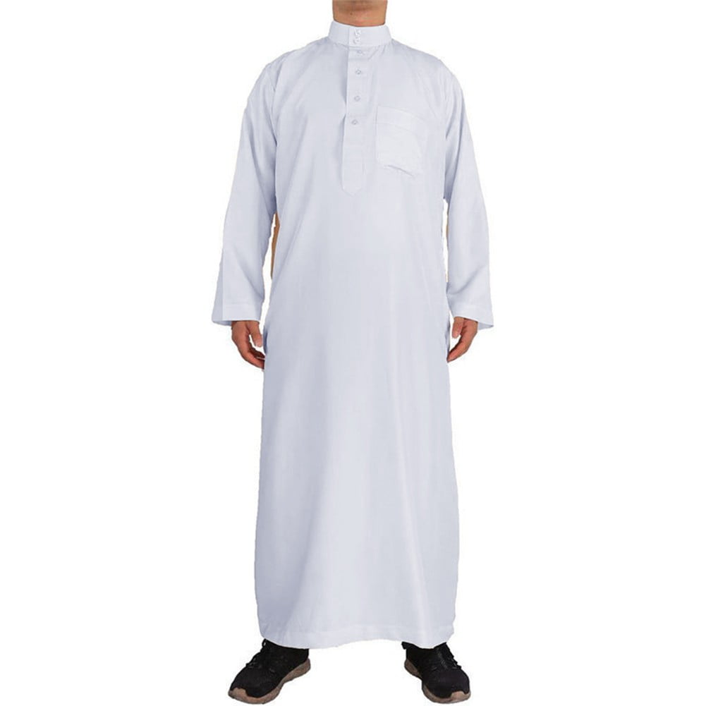 Sentaili Plus Men Muslim Clothing Arab Saudi Long Sleeve Jubba Thobe ...