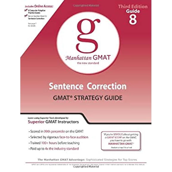 Pre-Owned Sentence Correction GMAT Strategy Guide Manhattan Gmat Prep Paperback Manhattan Gmat Prep