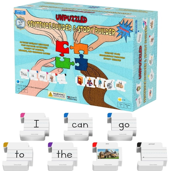Sentence & Story Building: 2-in-1 Game for Speech, Writing, Reading, Sequencing, Interpretation, and Logical Reasoning. Suitable for Kindergarten (Age 4+). Includes 161 Puzzle Pieces
