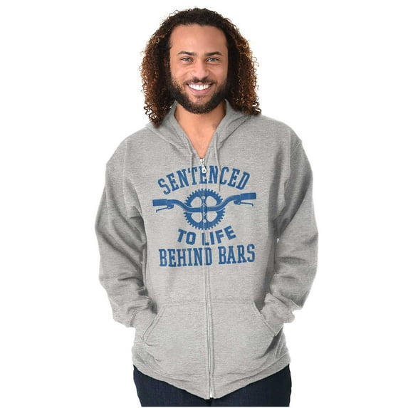 Sentenced To Life Behind Bars Cyclist Unisex Fleece Graphic Zip Up Hoodie Brisco Brands 2X