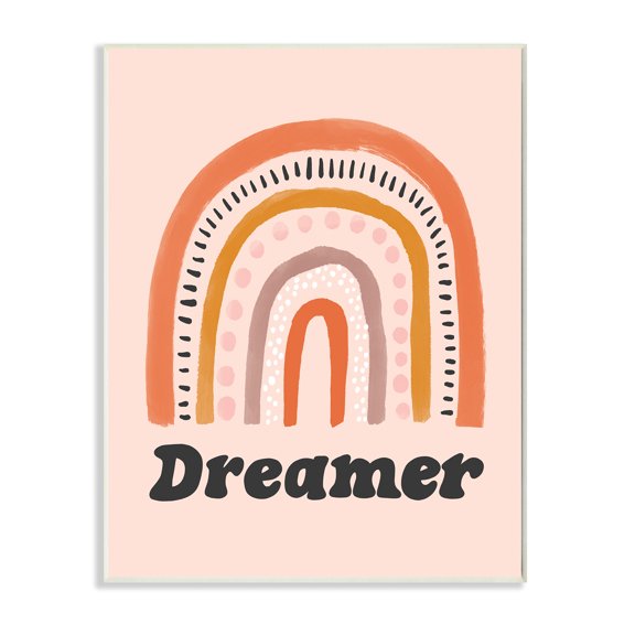 Stupell Industries Dreamer Sentiment Whimsical Orange Pink Rainbow ,13 x 19,Designed by Lisa Barlow