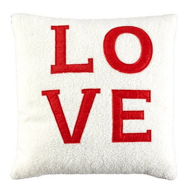 Sentiment Sherpa Accent Pillows - Red Love
