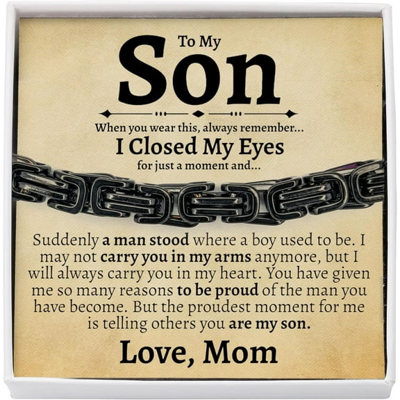 Sentimental Cuban Stainless Steel Bracelet - Mom to Son Gift for Birthday, Unique Present