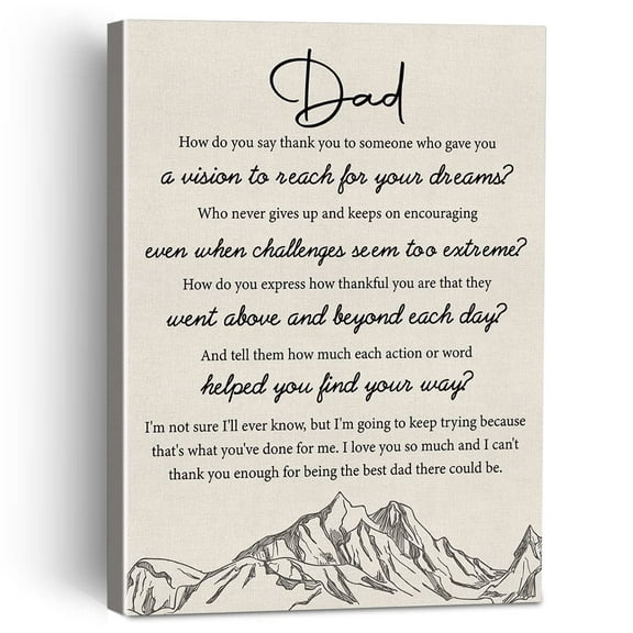 Sentimental Dad Gift: Canvas Painting Framed Wall Art Decor for Home Office, Best Dad Saying Canvas Poster Print Decorative Gift from Son Daughter
