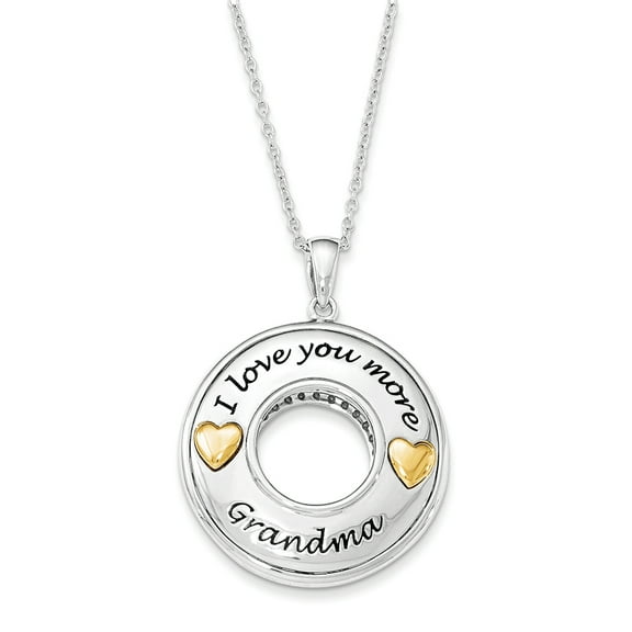 Sentimental Expressions 925 Sterling Silver CZ I Love You More Grandma Necklace 18 Inches x 26 mm