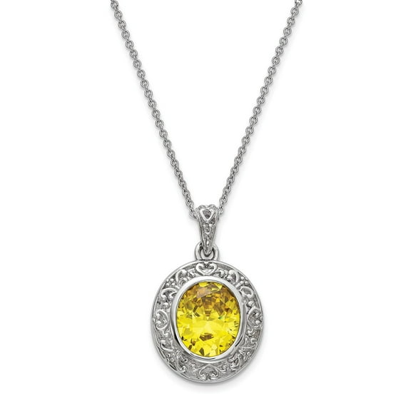 Finest Gold Sentimental Expressions Sterling Silver CZ Old Friends Are Golden 18 in. Necklace