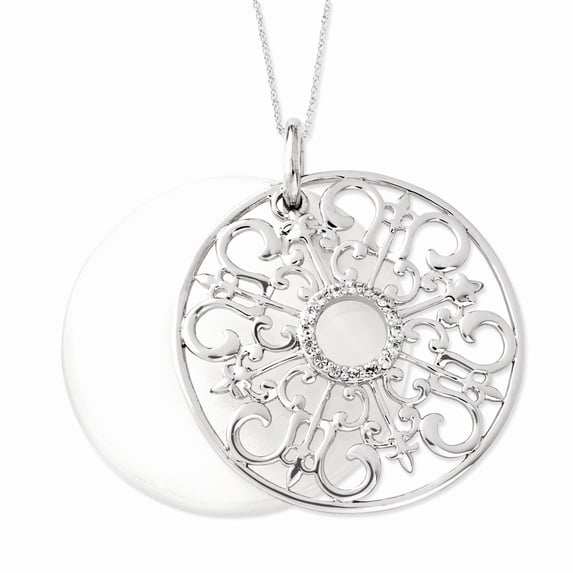 Sentimental Expressions Sterling Silver CZ & Simulated Cat's Eye Be A Blessing Circle Necklace