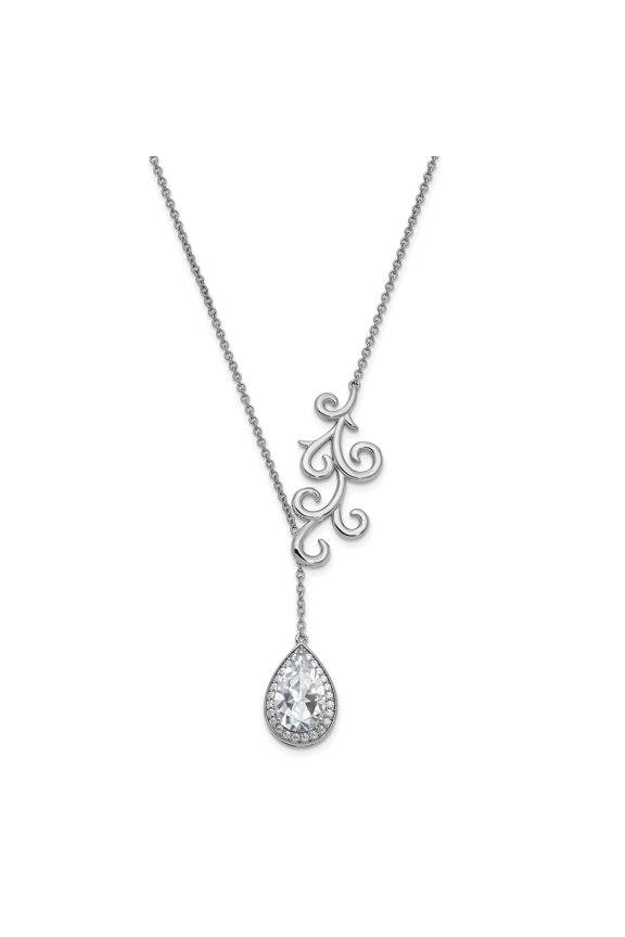 Sterling Silver CZ To My Bride 17.5in. Necklace w/ 3/4in. ext