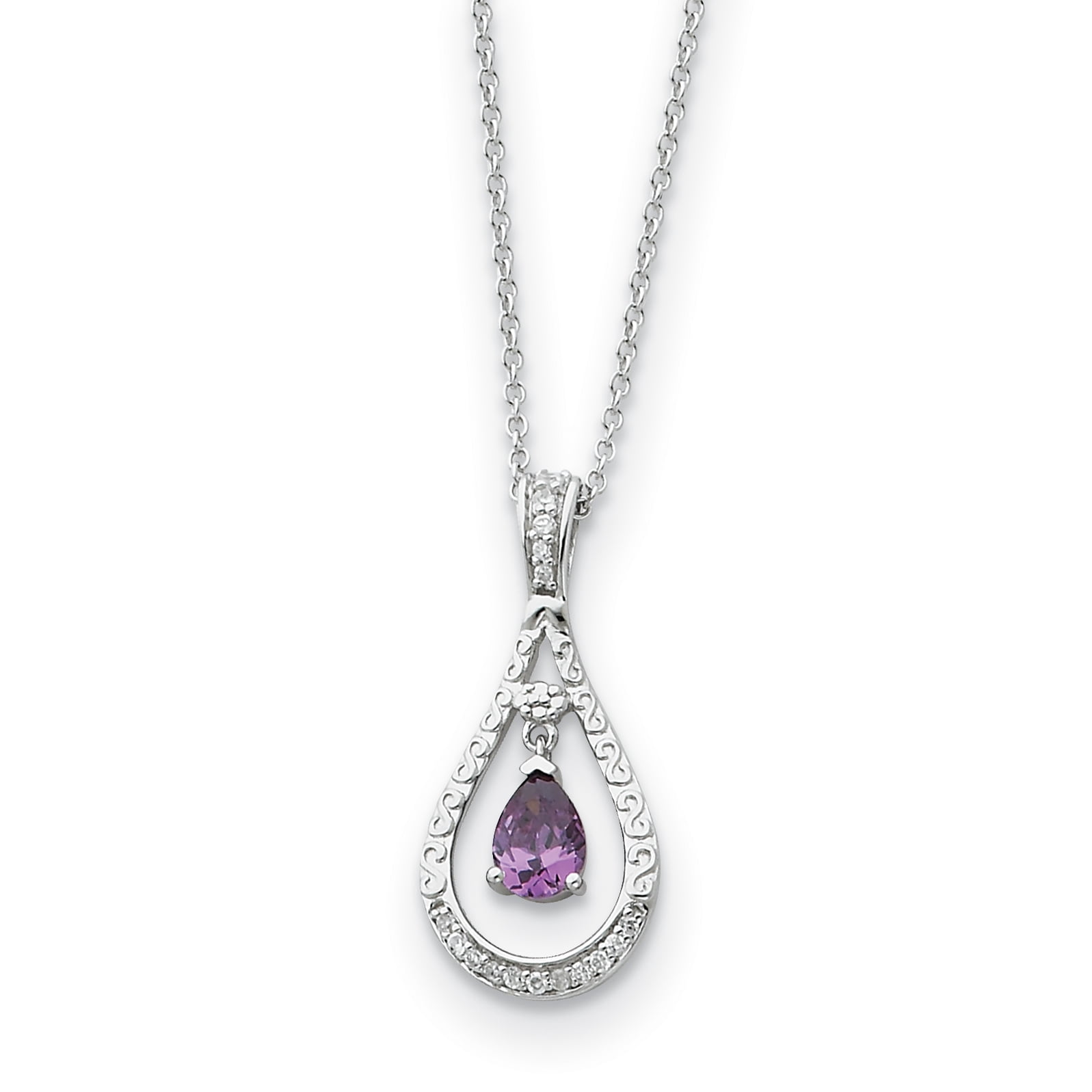 Sentimental Expressions Sterling Silver Rhodium-plated Feb. CZ Stone ...