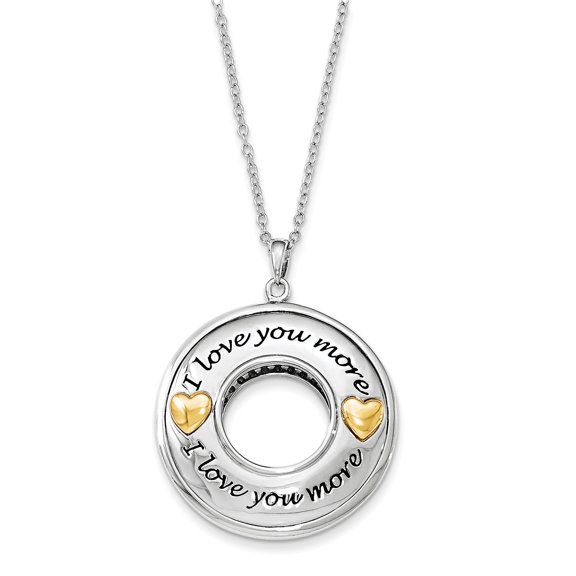 Sentimental Expressions  Sterling Silver Gold-plated Antiqued CZ I Love You More 18in. Necklace