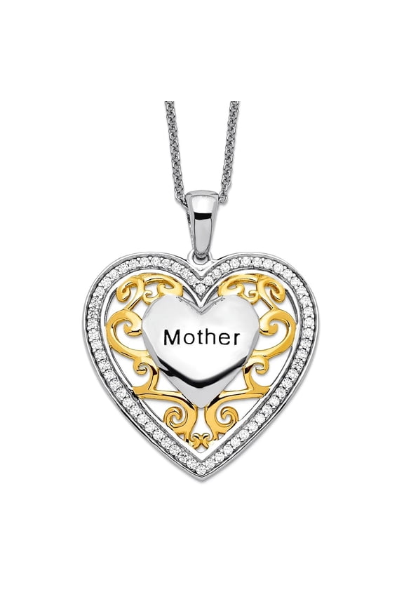 Polished Spring-Ring Oxidized Silver Antiqued Accent gold plating Love Heart Necklace 18 Inch Pendant Necklace for Women