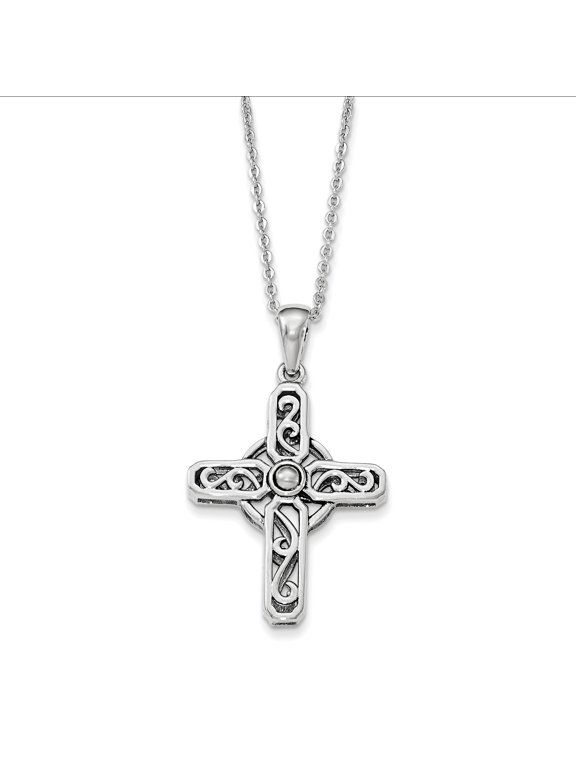 925 Sterling Silver Cable Prayer Cross 18in Necklace 18 Inches x 21 mm