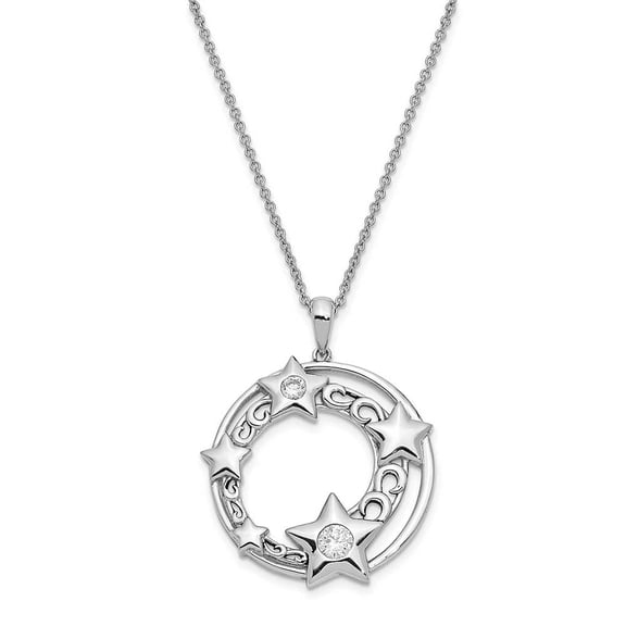 Sentimental Expressions  Sterling Silver Rhodium-plated CZ Antiqued Once In A Lifetime 18in. Necklace