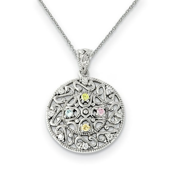 Finest Gold Sentimental Expressions Sterling Silver Rhodium-Plated CZ Bliss 18 in. Necklace