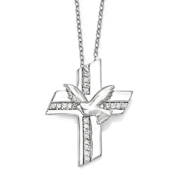 Sentimental Expressions  Sterling Silver Rhodium-plated CZ Confirmation Blessings 18in. Necklace