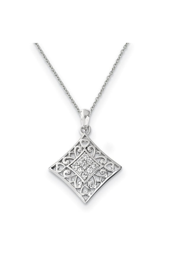 Finest Gold Sentimental Expressions Sterling Silver Rhodium-Plated CZ I Love You All Year Long 18 in. Necklace