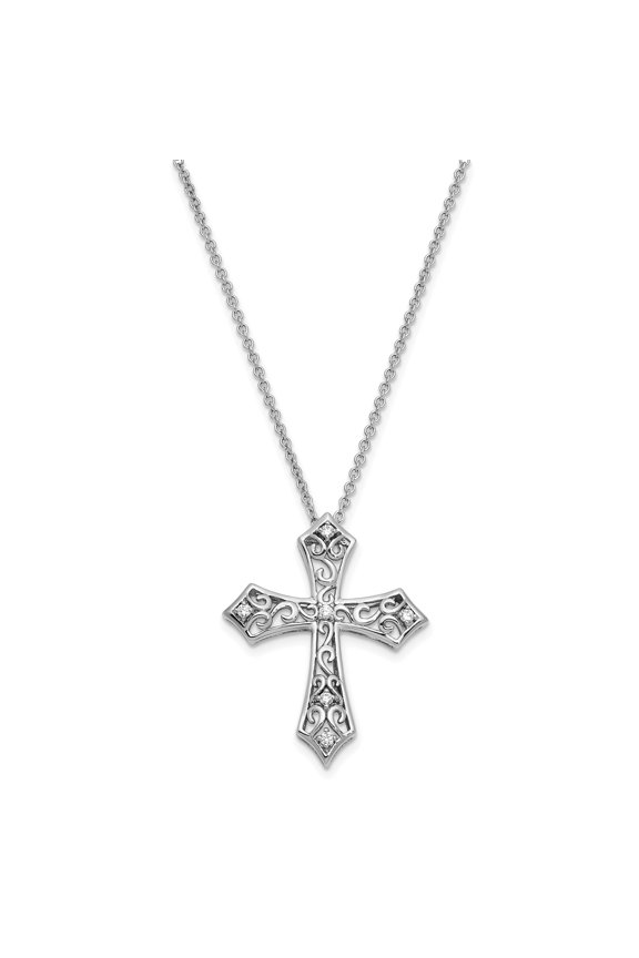 Sterling Silver Rhodium-plated CZ I Still Believe 18in. Necklace