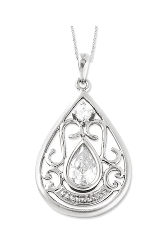 Sentimental Expressions Sterling Silver Rhodium-plated CZ In Loving Memory 18in Necklace Q-QSX529
