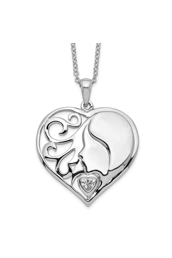 Sentimental Expressions Sterling Silver Rhodium-plated CZ My Daughter, My Heart's Treasure 18in Necklace