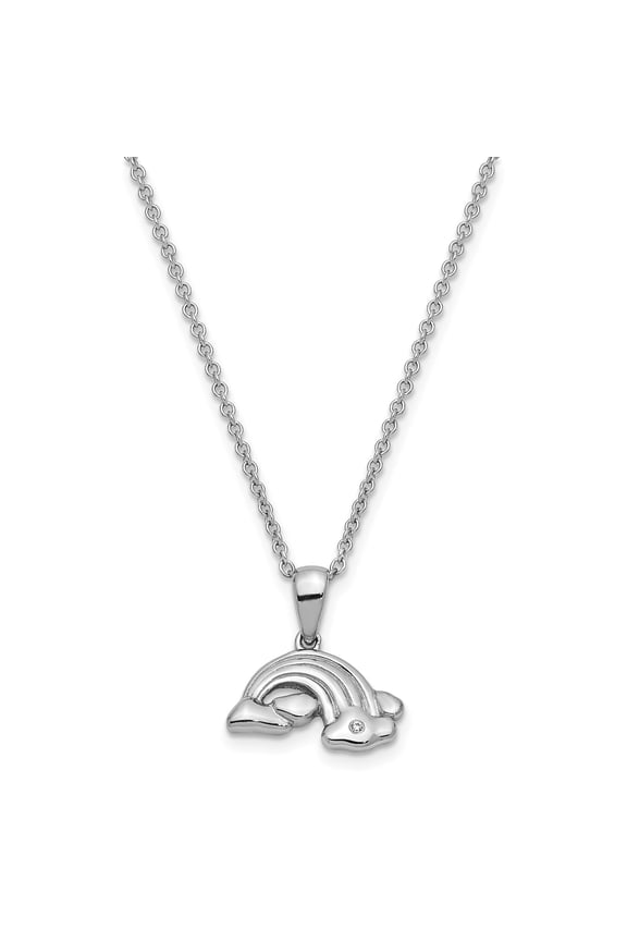 Sentimental Expressions  Sterling Silver Rhodium-plated CZ Paint Rainbows 14in. Necklace with 2in. ext
