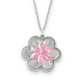 thumbnail image 1 of Sentimental Expressions Sterling Silver Rhodium-plated CZ Pretty in Pink Flower 18 Inch Necklace Q-QSX458, 1 of 6