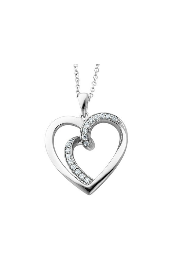 Sentimental Expressions Sterling Silver Rhodium-plated CZ Two Souls Lived As One 18in Heart Necklace