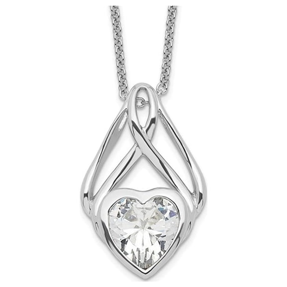 Sentimental Expressions(tm) Sterling Silver and CZ Wrapped Around My Heart 18 Inch Necklace