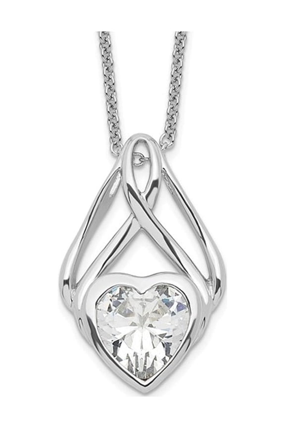 Sentimental Expressions(tm) Sterling Silver and CZ Wrapped Around My Heart 18 Inch Necklace
