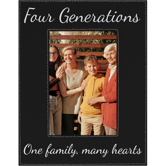 Sentimental Family Frame Four Generations One Family Many 4x6 Leatherette Photo Frame Black