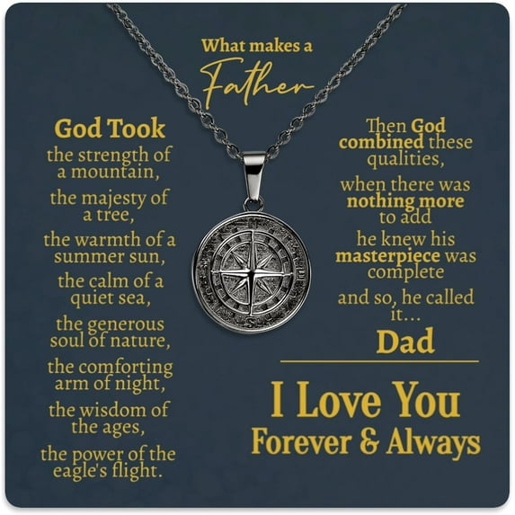 Sentimental Gift for Dad Necklace Gift Set, 316L Triple Plated Steel, Thoughtful Dad Gift from Daughter, Birthday Gift for Dad