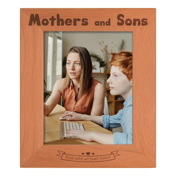 ThisWear Sentimental Photo Frame Mothers & Sons Love With All Their Heart Wood Engraved 8x10 Portrait Picture Frame