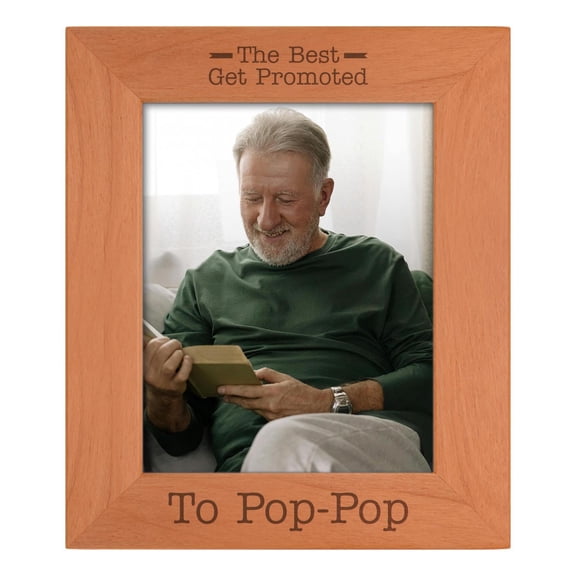 ThisWear Sentimental Photo Frame The Best Get Promoted To Pop-Pop Wood Engraved 8x10 Portrait Picture Frame