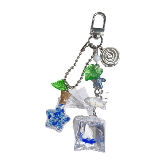 Sentimental Star Wishes Bottle And Fish Acrylic Keychain Ideal For Commuters Lightweight Keepsakes Accessory