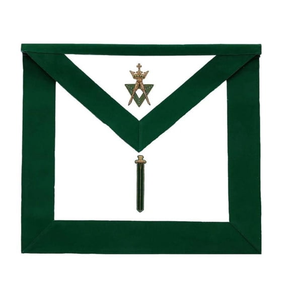 Sentinel Allied Masonic Degrees Apron - Adjustable Green Velvet with Gold-Plated Snake Fitting