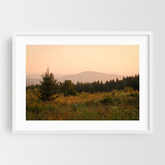 From Sentinel Rock, Westmore 03 - Westmore Vermont Photography Sunset Nature Forest Landscape Autumn Wilderness Scenic White Framed Wall Art Print 24 x 36 inches