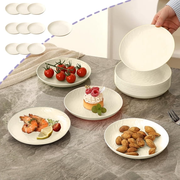 Sentmoon 10-Pack Household Fruit and Snack Plates Sectioned Serving Dishes for Dry Fruits Nuts Appetizers Lightweight Durable Party Tableware Reusable Catering Snack Dish Set for Home Events