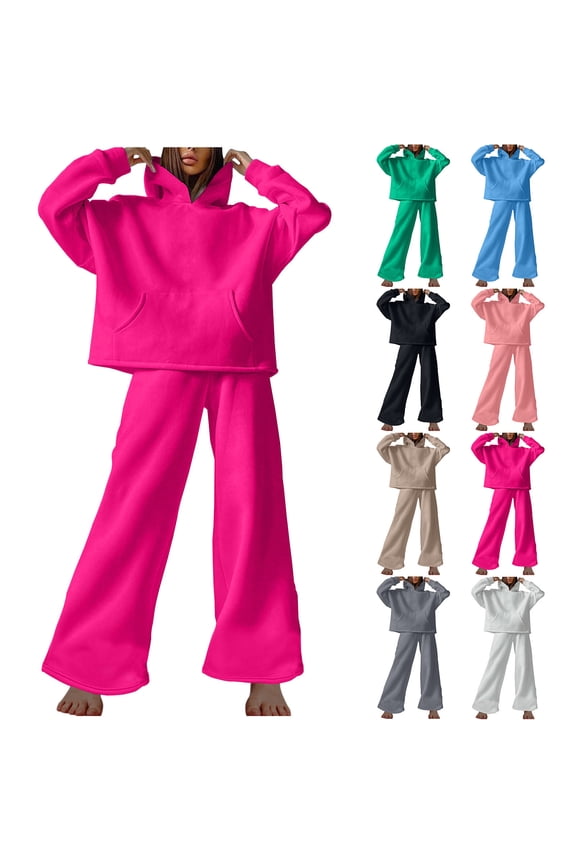 2 Piece Set Womens Hoodie and Womens Travel Pants Drawstring Crew Neck Long Sleeve Womens Pullover Pockets Solid Color Stretchy Blouses Fall Delightful for City Sightseeing
