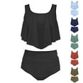 thumbnail image 1 of Sentmoon 2 Piece Swimsuit Bathing Suits Oversized Womens Swimsuit High Cut Ruffle Womens Swimsuits Bikini Beach Essentials for Family for Vacation and Resort Wear Dark Blue S, 1 of 5
