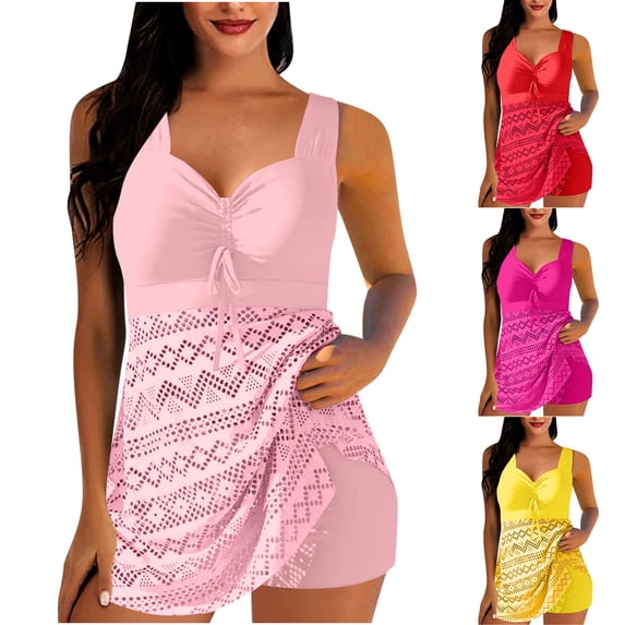 Sentmoon 2 Piece Swimsuit for Women Women's Swimsuits Oversized Bikini Women High Cut Solid Color Spaghetti Strap Women's Bathing Suits Beach Necessities Yellow M