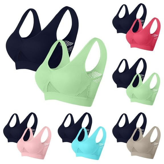 Sentmoon 2 Pieces Bralettes for Women Buttery Soft T-Shirt Bra Seamless Push up No Underwires Breathable Support Bras Trendy for Home Leisure Sky Blue XXXXL