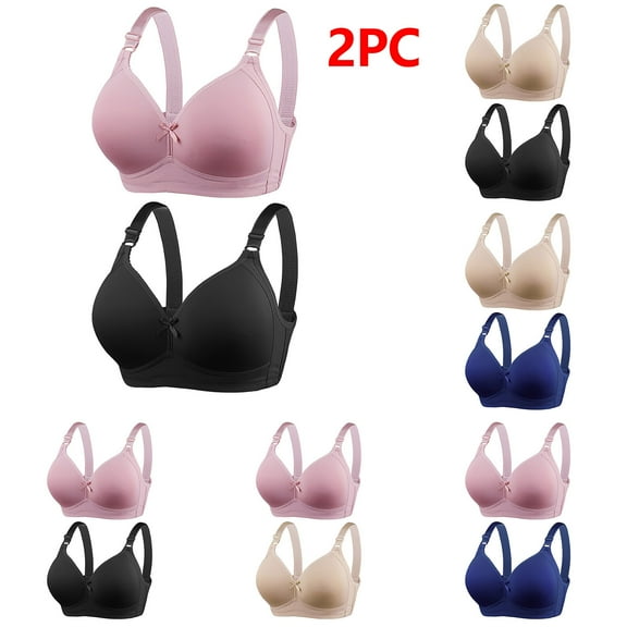 Sentmoon 2 Pieces Bras for Women Oversize Sports Bras for Women Push up No Underwires Adjustable Strap Breathable Sleep Bralettes Trendy for Home Leisure Blue 42