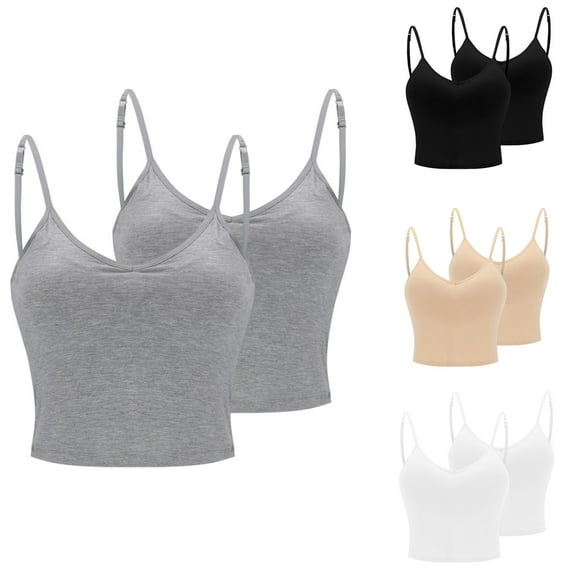 Sentmoon 2 Pieces Wireless Bras for Women Buttery Soft Push up Sleep Bras Seamless Breathable Solid Color Workout Bra Trendy for Sports Fitness White L