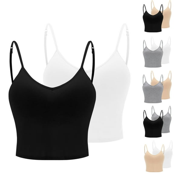 Sentmoon 2 Pieces Wireless Bras for Women Buttery Soft Push up Sports Bras Seamless Breathable Solid Color Sleep Bras Fashion for Beach Vacation Khaki S