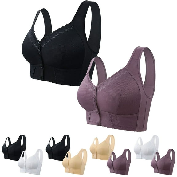 Sentmoon 2 Pieces Wireless Bras for Women Buttery Soft Push up T-Shirt Bra Seamless Seamless Breathable Side Support Support Bras Trendy for Home Leisure Beige XXL