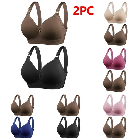 Sentmoon 2 Pieces Womens Bras Plus Size Sleep Bralettes Push up No Underwires Adjustable Strap Breathable Tshirt Bra Comfy for Beach Vacation Beige 52
